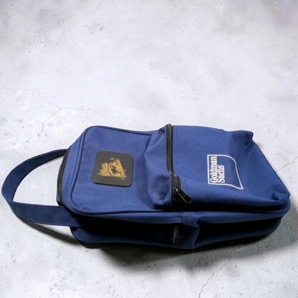 Vtg Goldman Sachs UMass Lowell‎ Golf Tournament Navy Blue Shoe Bag Travel Case